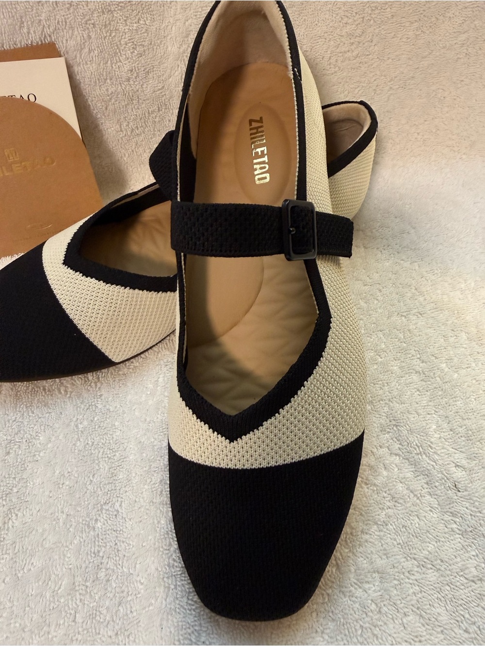 Black and Cream Mary Jane Knit Flats bundle shoes for deeper discount - Picture 2 of 15